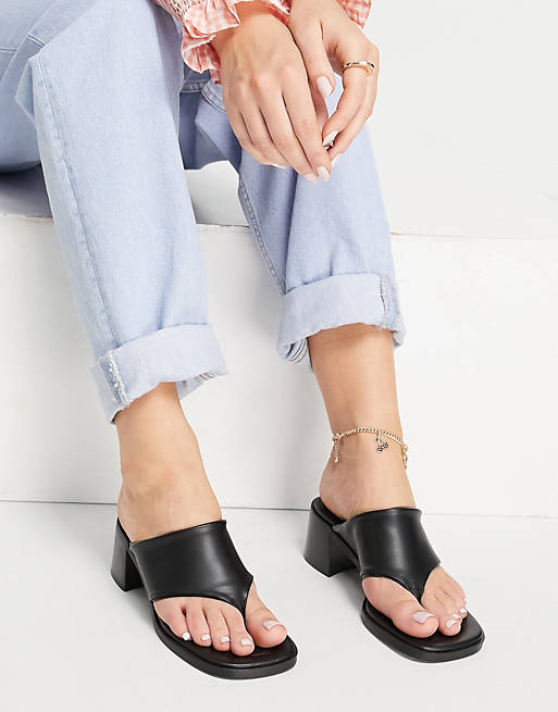 E8 by Miista Crystal toe thing heeled mules in black