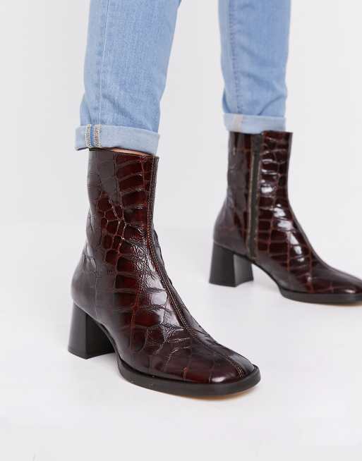 Bottines cheap croco bordeaux