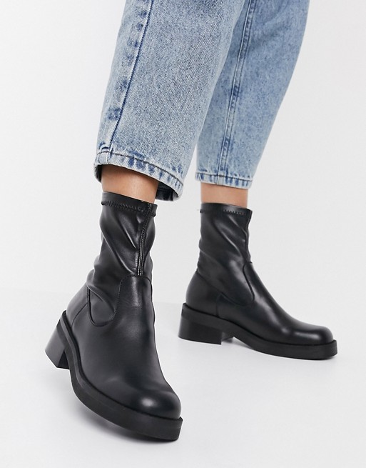 E8 by Miista Oliana leather sock ankle boots in black