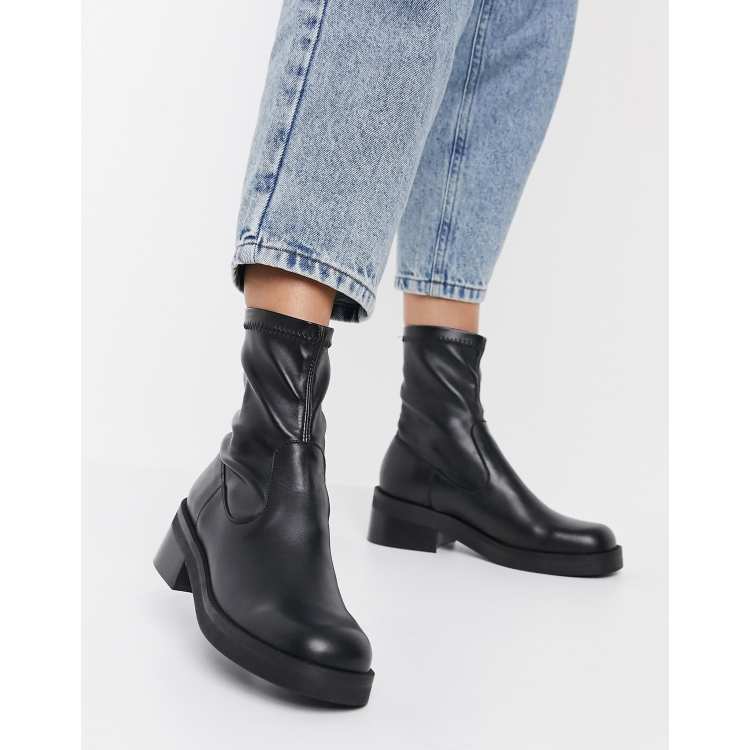 E8 by Miista Oliana leather sock ankle boots in black