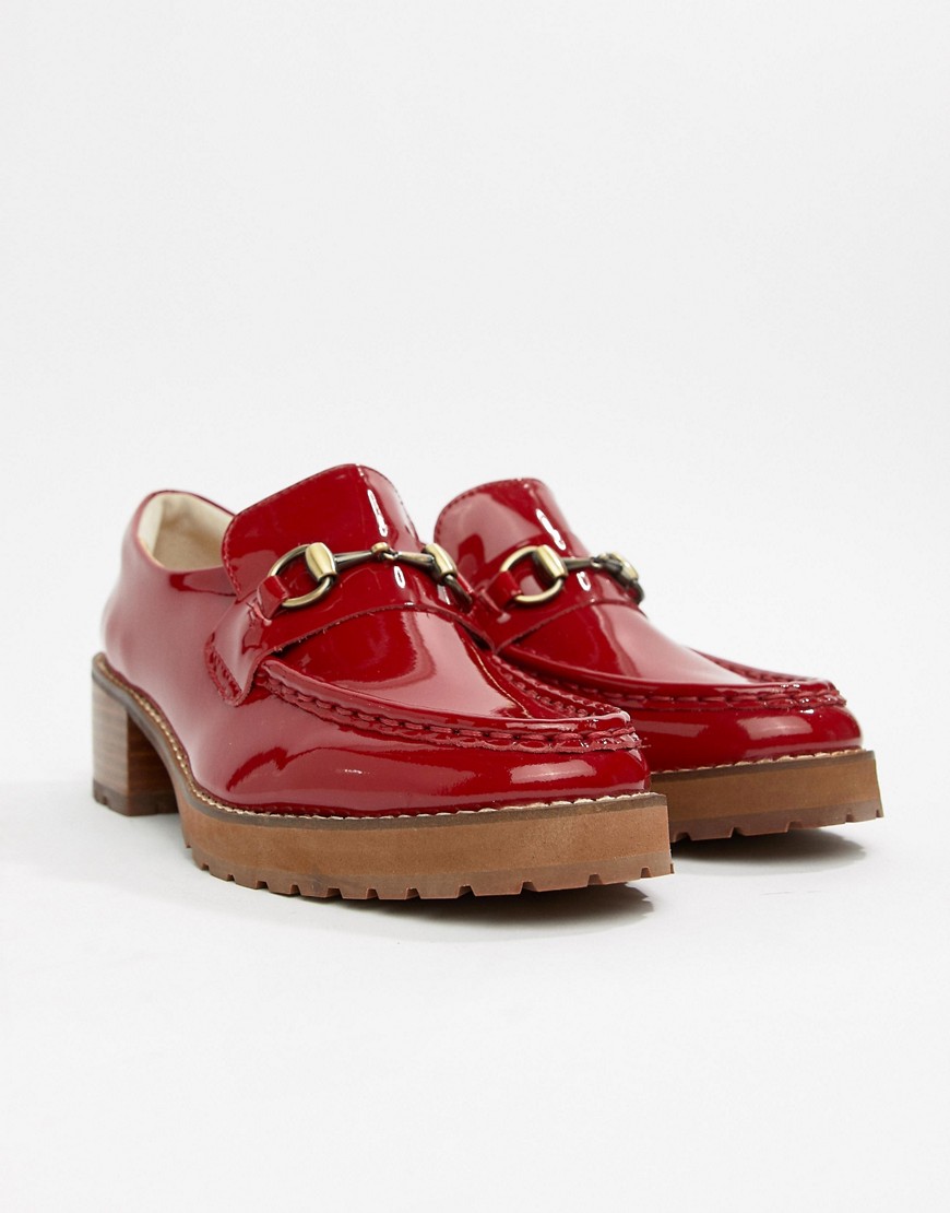 E8 By MIISTA - Røde loafers i læder med lak og høj hæl