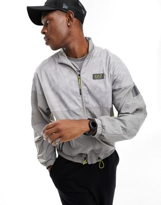 EA7 activewear printed lightweight jacket in light grey