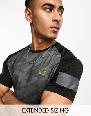 EA7 activewear printed t-shirt in grey and black