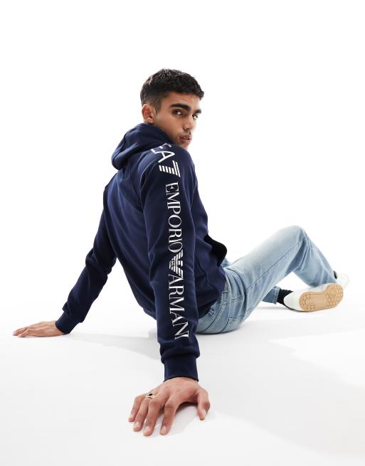 EA7 arm logo hoodie in navy