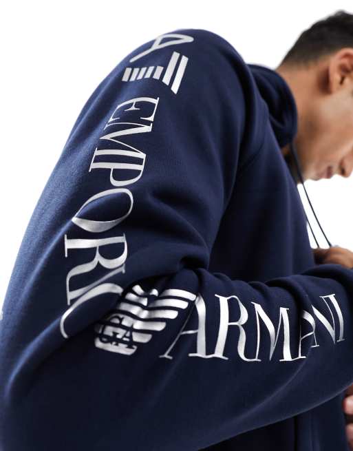 Ea7 navy hoodie new arrivals