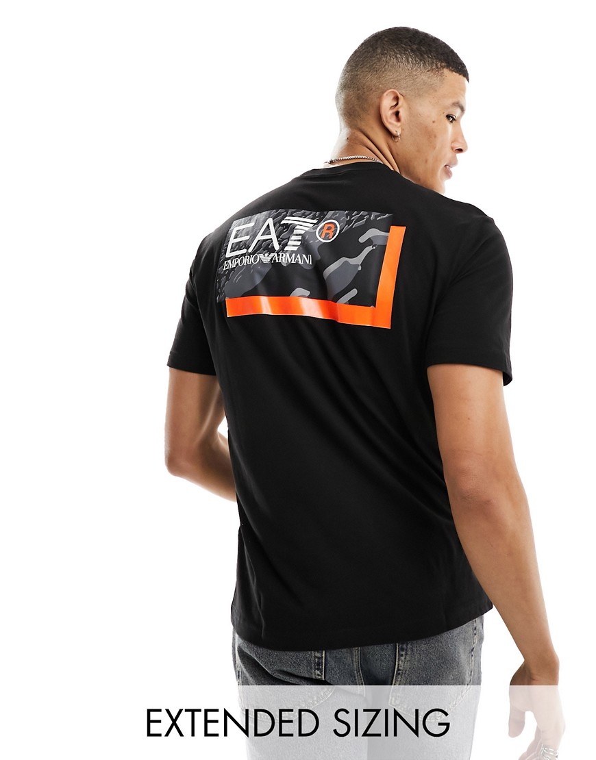 EA7 back print logo t-shirt in black