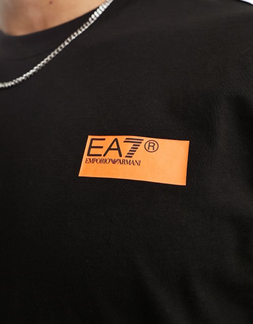 EA7 back print logo T shirt in black ASOS