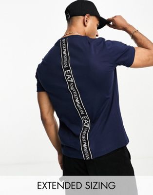 EA7 back tapped logo t-shirt in off navy