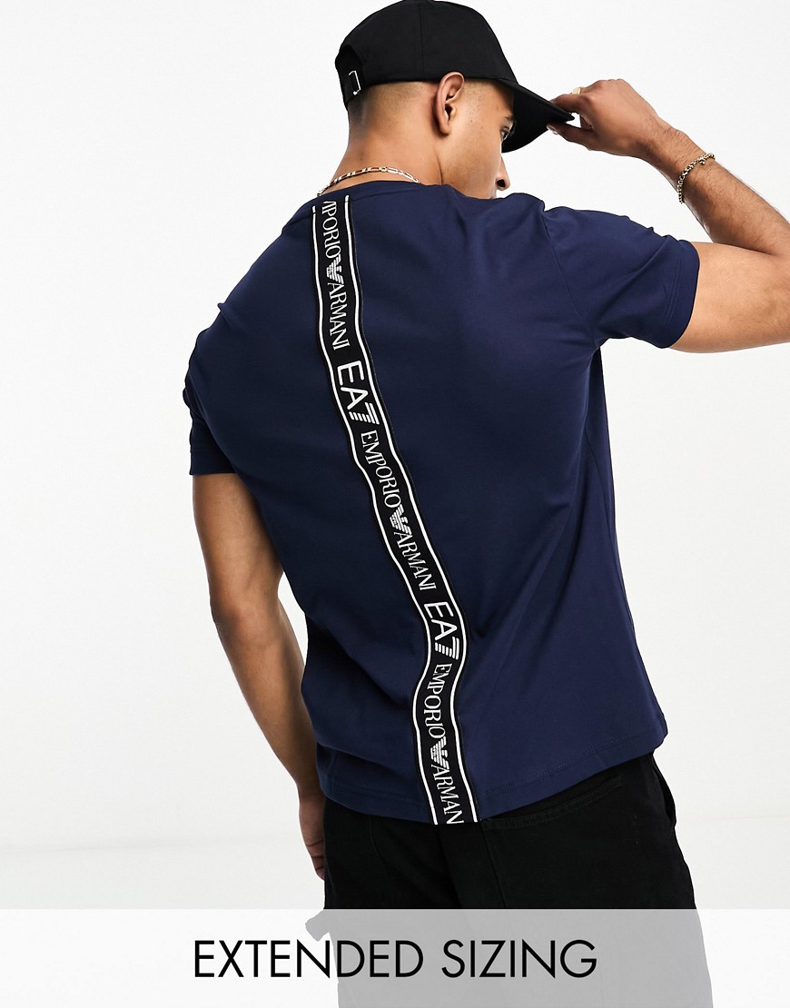 EA7 back tapped logo t-shirt in off navy