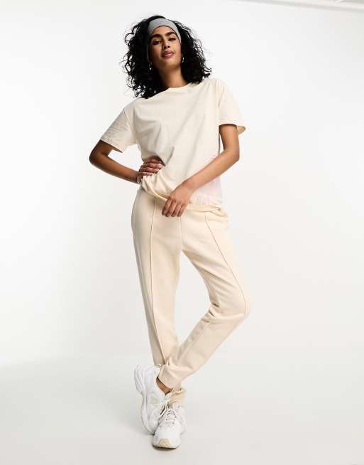 EA7 boyfriend fit trackies in beige
