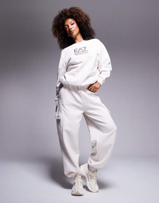 EA7 cargo sweatpants in cream - part of a set