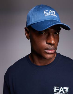 EA7 - Casquette à logo - Bleu/blanc