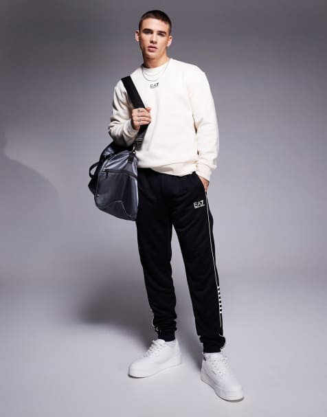 EA7 chest logo sweatshirt in stone - view 1
