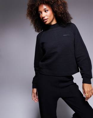 EA7 EA7 co-ord ribbed funnel neck sweatshirt in black