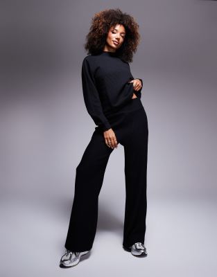 EA7 EA7 co-ord ribbed wide leg trouser in black