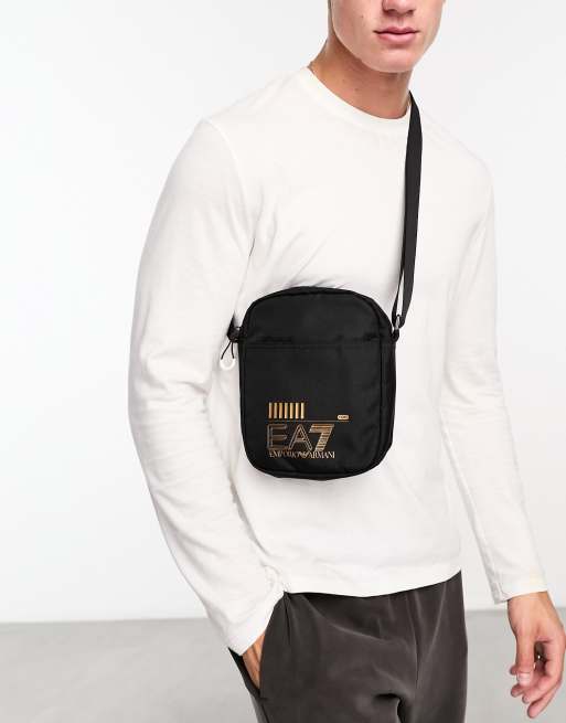 EA7 Crossbody tas met logo in zwart en goud