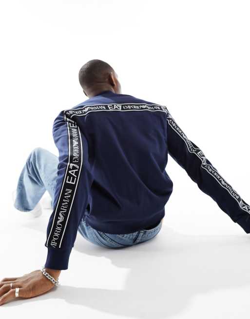 EA7 - Felpa blu navy con fettuccia con logo