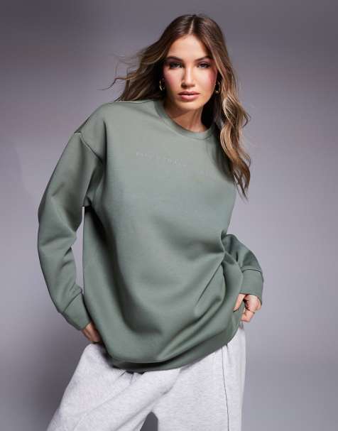 EA7 – Grön sweatshirt i oversize med rosa logga - view 1
