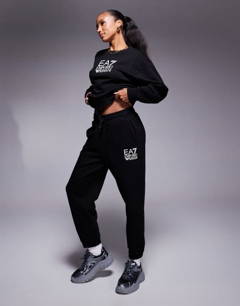 EA7 - Joggers neri con logo sul davanti in coordinato - view 1
