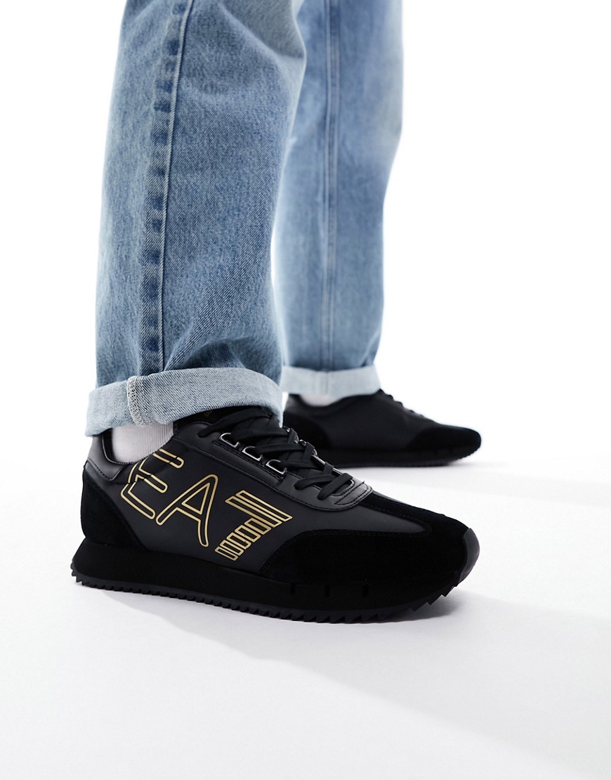 EA7 large logo trainers in black