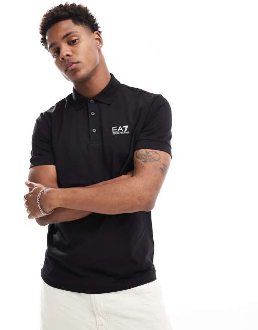 EA7 - Polo avec logo sur le devant - Noir
