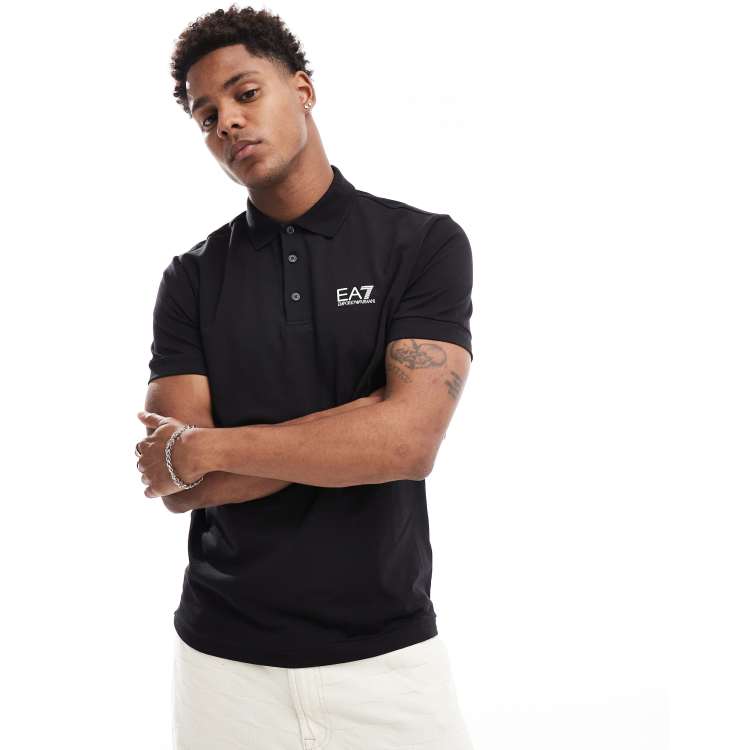 EA7 polo shirt in black with chest logo ASOS