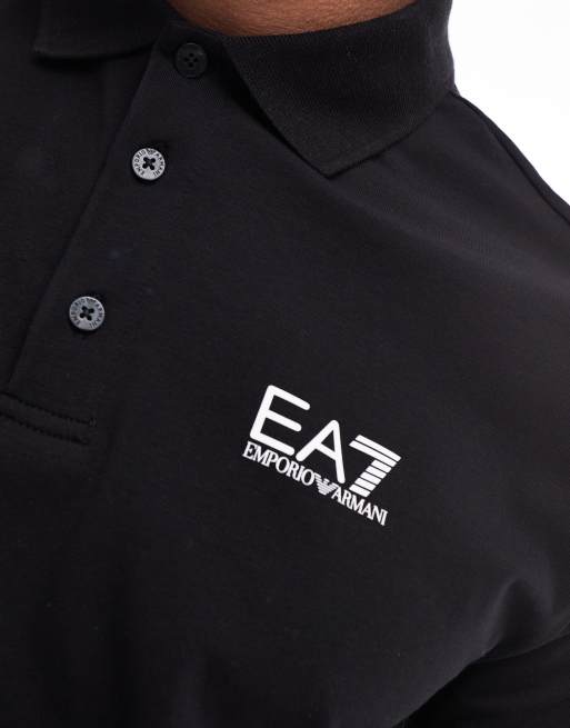 EA7 polo shirt in black with chest logo ASOS