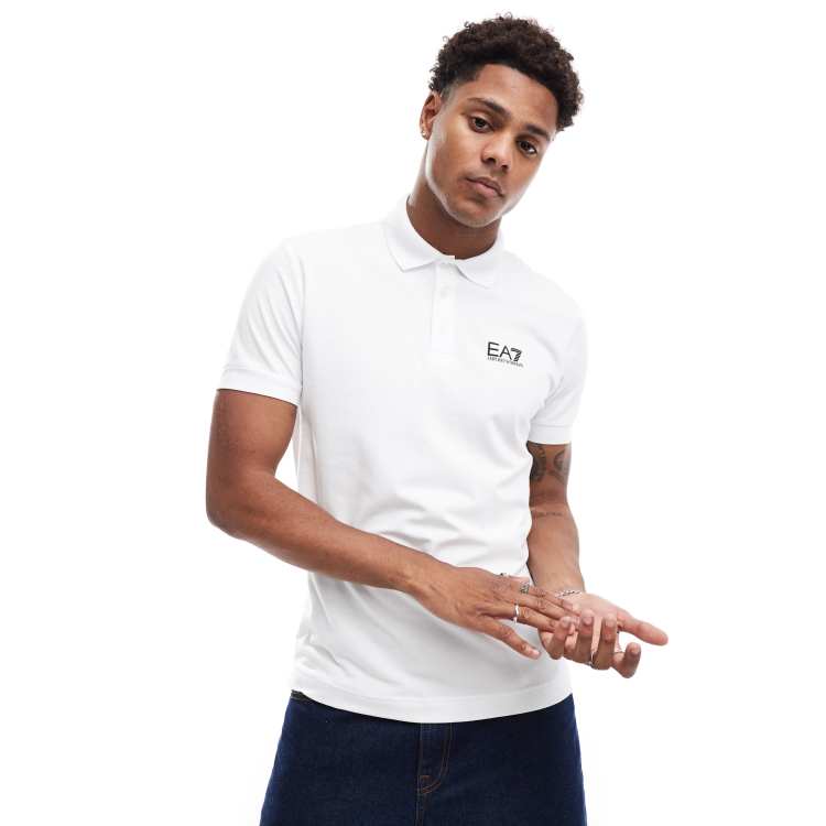 EA7 polo shirt in white with chest logo ASOS