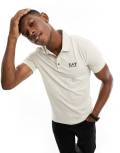 EA7 short sleeve polo shirt in off white