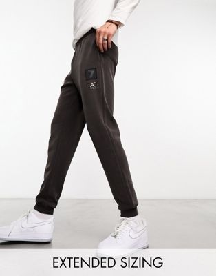 EA7 soft touch logo joggers in dark brown