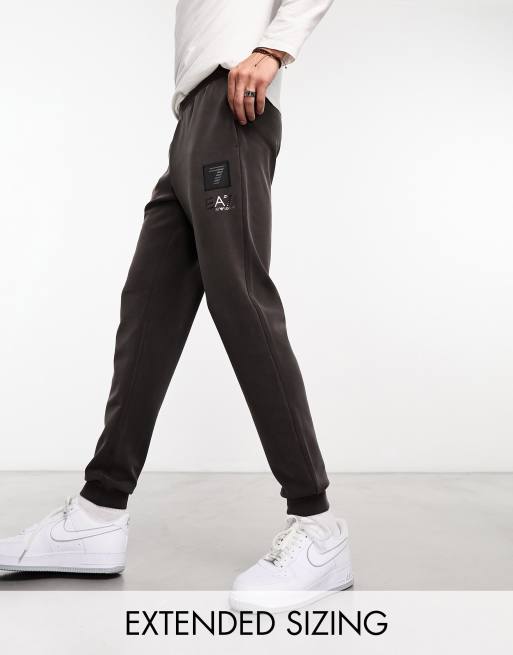 EA7 soft touch logo trackies in dark brown