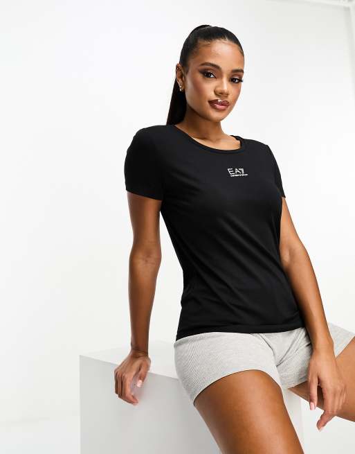 EA7 - Sort T-shirt med logoprint