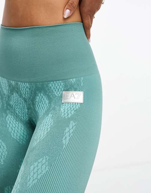 Blue sports leggings with leopard print