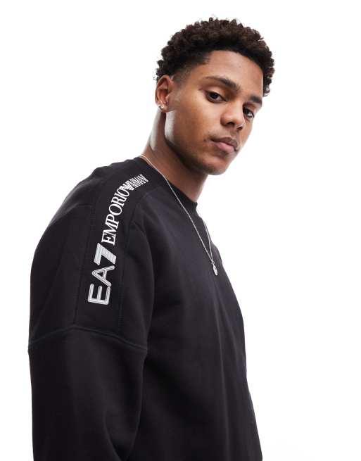 EA7 sweatshirt with shoulder logo in black ASOS