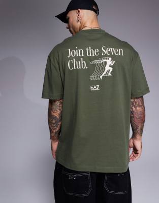 EA7 EA7 t-shirt in green with front chest logo and back print