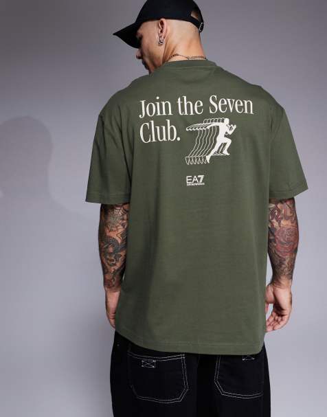 EA7 t-shirt in green with front chest logo and back print