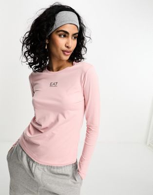 EA7 logo long sleeve t-shirt in light pink - ASOS Price Checker