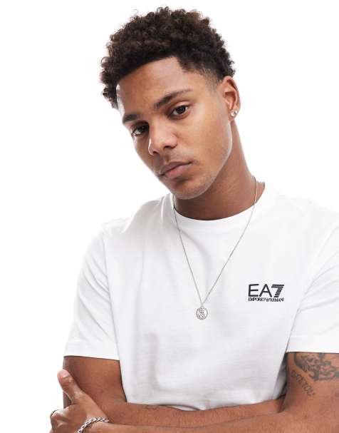 EA7 - T-shirt met logo op de borst in wit - view 1