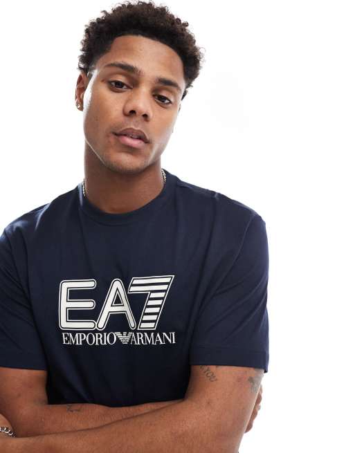 EA7 - T-shirt navy con logo grande sul petto