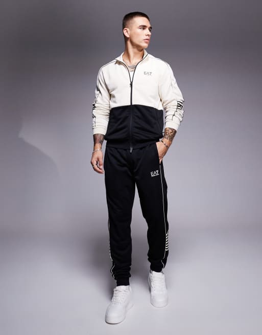 EA7 tracksuit in sand and black ASOS