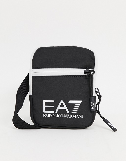 EA7 Train mini pouch logo cross body bag in black