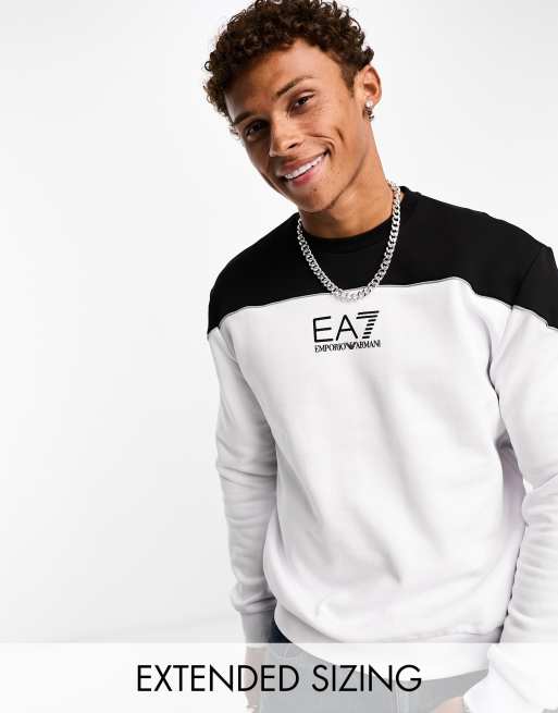 EA7 – Vit och svart, blockfärgad sweatshirt