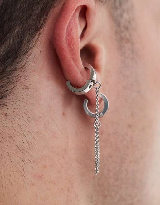 Ear cuff con aros de 13 mm de acero inoxidable de Lost Souls, 3 de 3