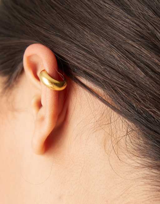 Ear cuff grueso de acero inoxidable chapado en oro de 18 quilates de Lost Souls, 3 de 3