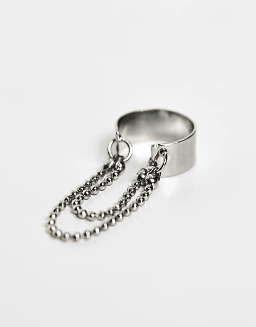 Ear cuff plateado con detalle de cadena de ASOS DESIGN 