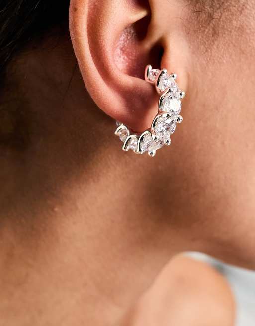 Ear cuff plateado con diseño adornado de acero inoxidable XL de Image Gang