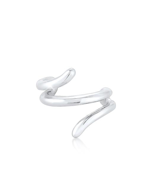 Ear cuff plateado con diseño geométrico minimalista de plata de ley 925 de Elli