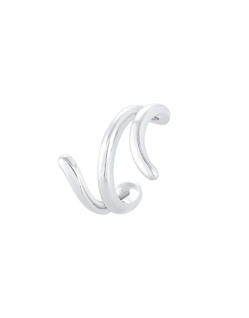 Ear cuff plateado con diseño geométrico minimalista de plata de ley 925 de Elli, 3 de 3