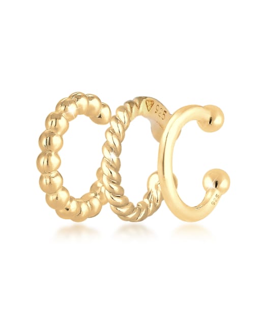 Ear cuffs dorados con diseño geométrico minimalista de plata de ley 925 para mujer de Elli