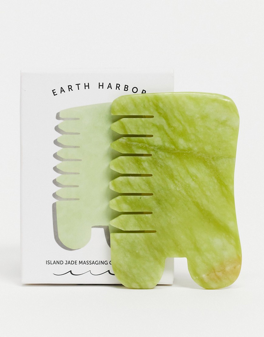 Earth Harbor ISLAND JADE Gemstone Gua Sha + Massaging Comb-No color